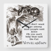 Alice in Wonderland; Cheshire Cat met Alice Vierkante Klok (Voorkant)