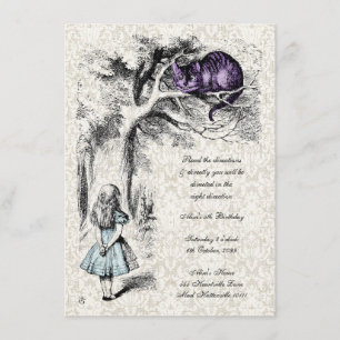 Alice in Wonderland Cheshire Cat Tea Party Invite Kaart