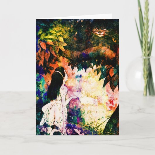 Alice in Wonderland Cheshire Cat Waterverf Kaart (Voorkant)