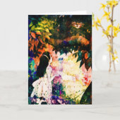 Alice in Wonderland Cheshire Cat Waterverf Kaart (Gele Bloem)