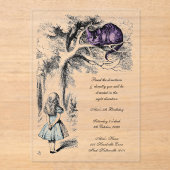Alice in Wonderland Cheshire Kat Onverjaardag Acryl Uitnodigingen (Voorkant)