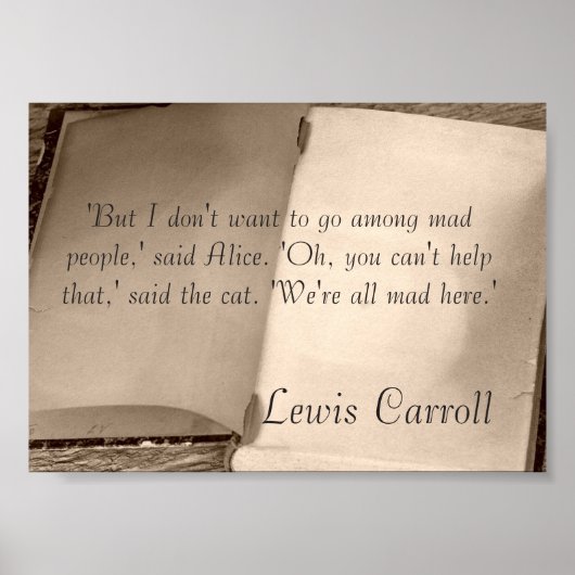 Alice In Wonderland Citation Lewis Carroll Poster (Devant)