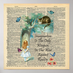 Alice in Wonderland citeert een verbeeldingswoorde Poster