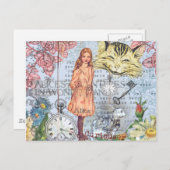 Alice in Wonderland Classic Cheshire Rabbit Alice Briefkaart (Voorkant / Achterkant)