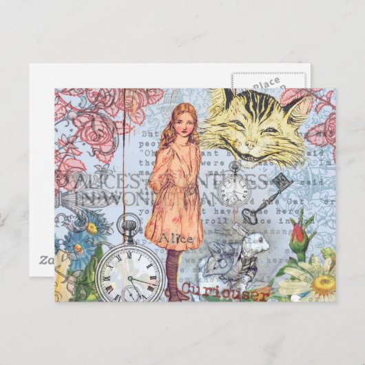 Alice in Wonderland Classic Cheshire Rabbit Alice Briefkaart (Voorkant / Achterkant)