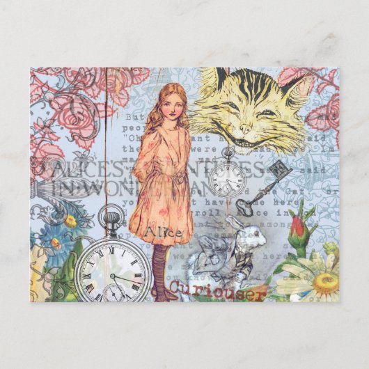 Alice in Wonderland Classic Cheshire Rabbit Alice Briefkaart (Voorkant)