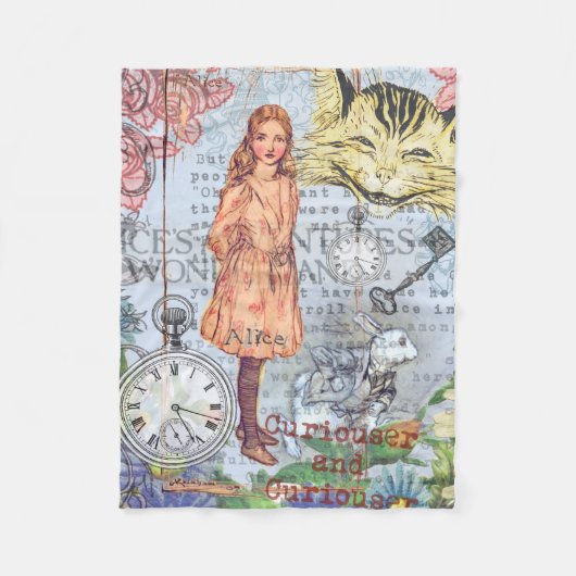 Alice in Wonderland Classic Cheshire Rabbit Alice Fleece Deken (Voorkant)