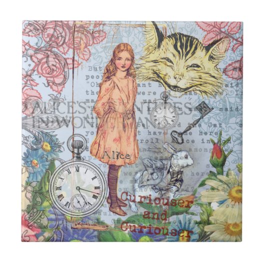 Alice in Wonderland Classic Cheshire Rabbit Alice Tegeltje (Voorkant)