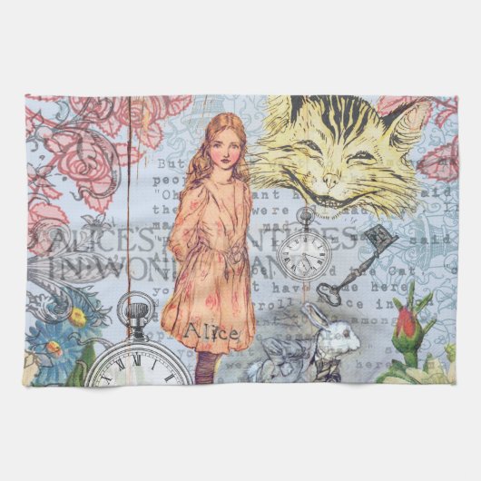Alice in Wonderland Classic Cheshire Rabbit Alice Theedoek (Horizontaal)