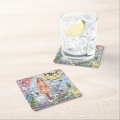 Alice in Wonderland Classic Cheshire Rabbit Alice Vierkante Kartonnen Onderzetter (Insitu)