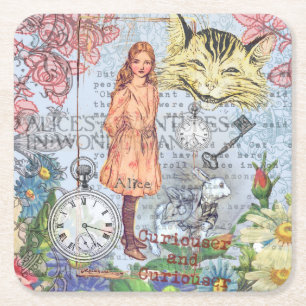 Alice in Wonderland Classic Cheshire Rabbit Alice Vierkante Kartonnen Onderzetter