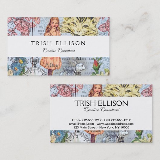 Alice in Wonderland Classic Cheshire Rabbit Alice Visitekaartje (Voorkant / Achterkant)