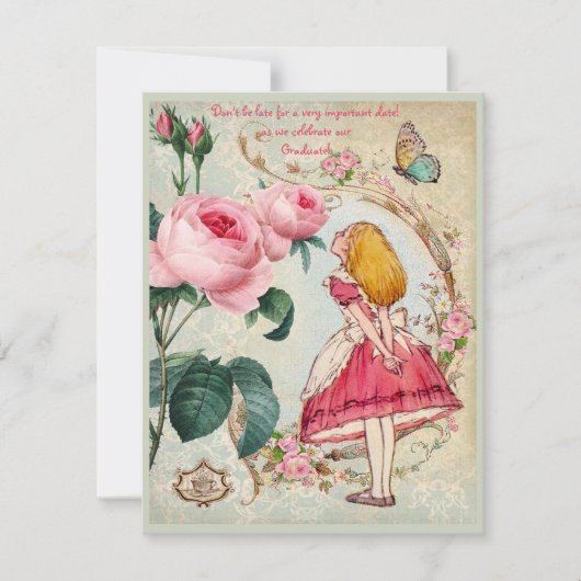 Alice in Wonderland Collage Graduation Party Kaart (Voorkant)