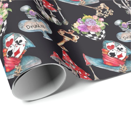 Alice in Wonderland Collage kerstcadeau Cadeaupapier (Rol Hoek)