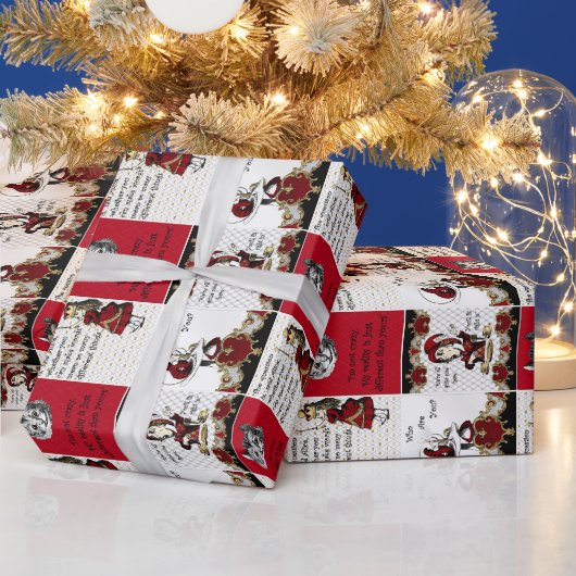 Alice in Wonderland Collage Kerstcadeau Cadeaupapier (Feestdagen)