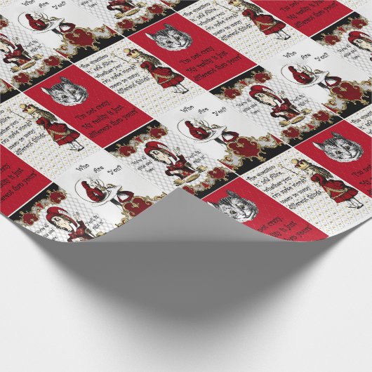 Alice in Wonderland Collage Kerstcadeau Cadeaupapier (Hoek)