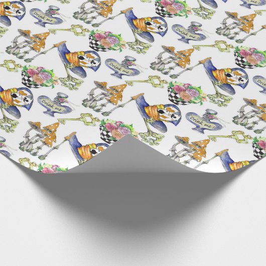 Alice in Wonderland Collage kerstcadeau Cadeaupapier (Hoek)