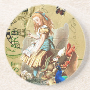 Alice in Wonderland collage Zandsteen Onderzetter