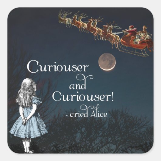 Alice in Wonderland Curiouser Kerst stickers (Voorkant)