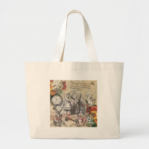 Alice in Wonderland Curtain Nonsense Grote Tote Bag
