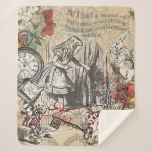 Alice in Wonderland Curtain Nonsense Sherpa Deken