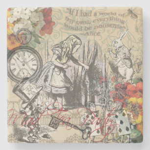 Alice in Wonderland Curtain Nonsense Stenen Onderzetter