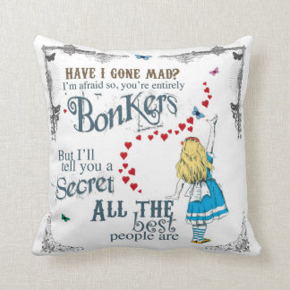 Alice in Wonderland Cushion met een gekke haatdrag Kussen