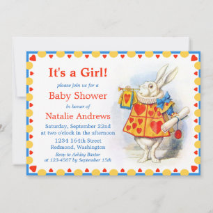 Alice in Wonderland Custom Baby shower Invites Kaart
