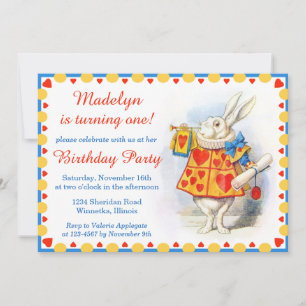 Alice in Wonderland Custom Birthday Party Kaart