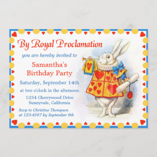 Alice in Wonderland Custom Birthday Party nodigt u Kaart