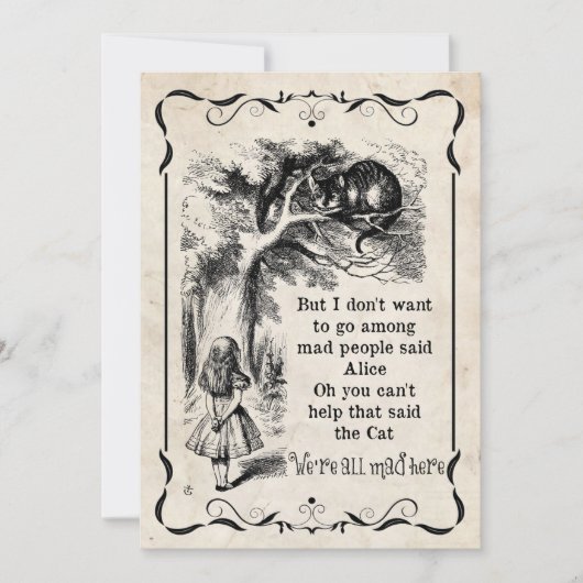 Alice in Wonderland  Custom Party nodigt uit Kaart (Voorkant)