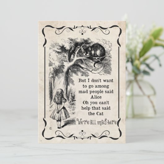 Alice in Wonderland  Custom Party nodigt uit Kaart (Staand voorkant)