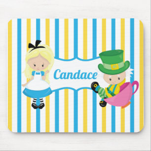 Alice in Wonderland Cute Kinder Monogram Blue Yell Muismat