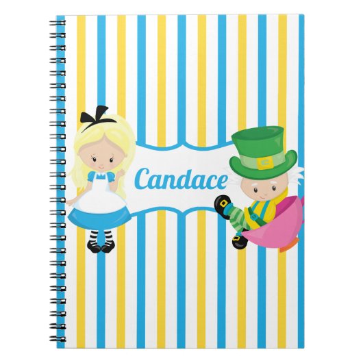 Alice in Wonderland Cute Personalized Kinderen Notitieboek (Voorkant)
