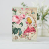 Alice in Wonderland Dank je Bruidsfeestje Bedankkaart (Staand voorkant)