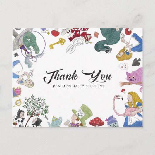 Alice In Wonderland Dankkaart Postkaart (Voorkant)