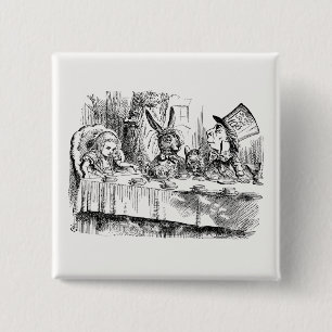 Alice in Wonderland - De Mad Hatter's Tea Party Vierkante Button 5,1 Cm