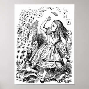 Alice in Wonderland, die kaarten speelt Poster