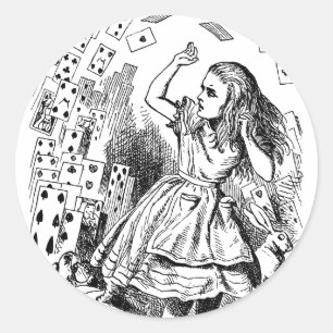  Alice in Wonderland, die kaarten speelt Ronde Sticker