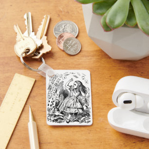  Alice in Wonderland, die kaarten speelt Sleutelhanger