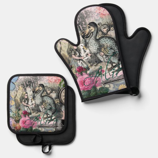Alice in Wonderland Dodo Classic Artwork Ovenwant & Pannenlap Set (Voorkant / Achterkant)