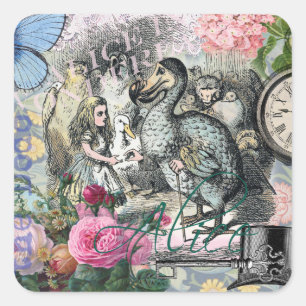 Alice in Wonderland Dodo Classic Artwork Vierkante Sticker