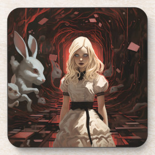 Alice in Wonderland Donker Surrealistisch Bier Onderzetter