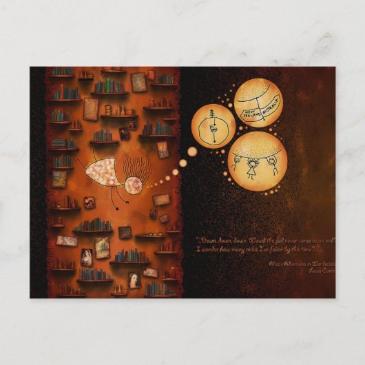 Alice in Wonderland-Down The Rabbit-Hole Briefkaart (Voorkant)