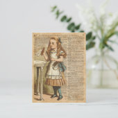 Alice in Wonderland Drink me boekpagina kunst Briefkaart (Staand voorkant)