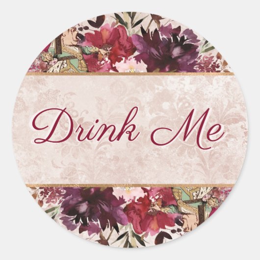 Alice in Wonderland Drink Me Tea Party Favor Ronde Sticker (Voorkant)