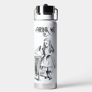 Alice in Wonderland Drink Me Zwart-wit Waterfles
