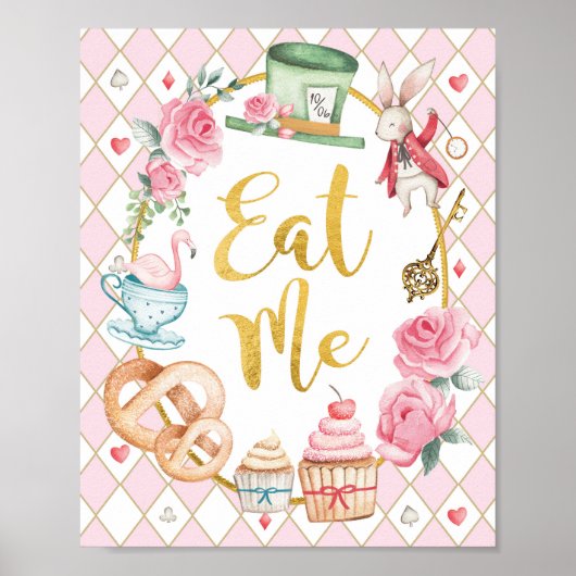Alice in Wonderland EAT ME Feestbord Poster (Voorkant)
