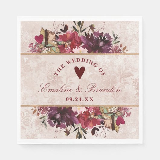 Alice in Wonderland Elegant Bruiloft Monogram Servet (Voorkant)