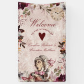 Alice in Wonderland Elegant Bruiloft Welkom Spandoek (Verticaal)